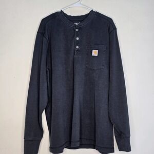 Carhartt Mens Relaxed Fit Henley Long Sleeve Pocket T-Shirt Black XL 104429-N04
